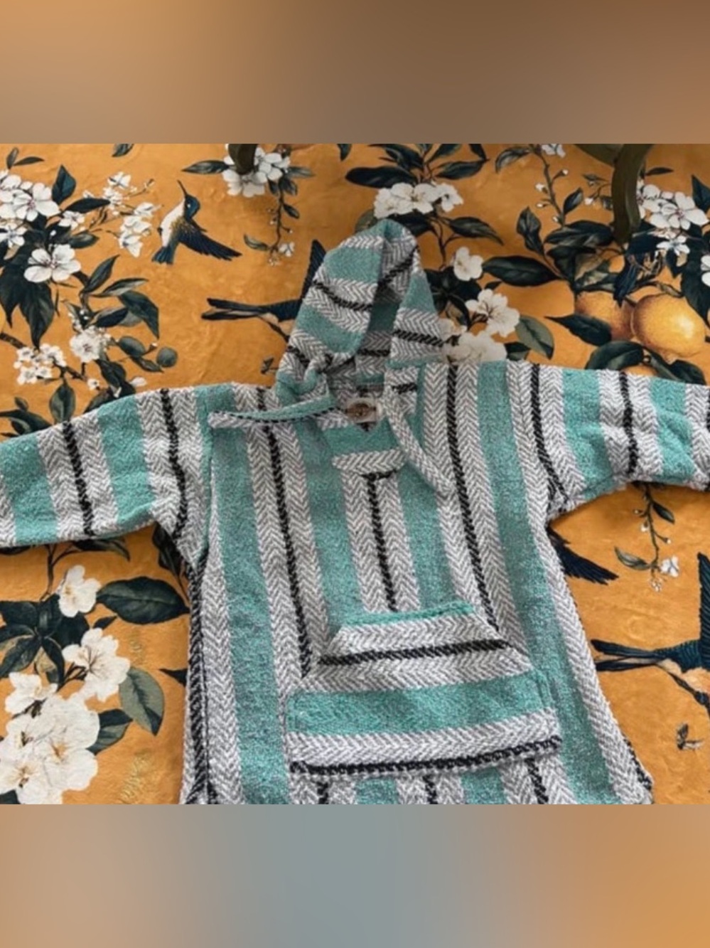 Turquoise Striped Hooded Women’s Sweater